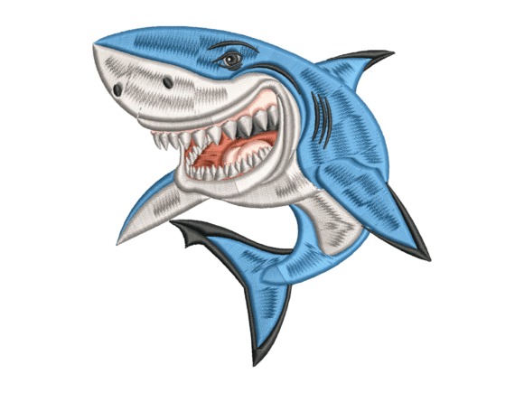 Aggressive Shark Embroidery
