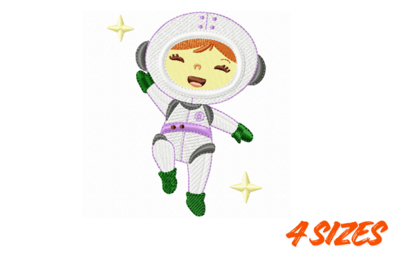 Astronaut Girl Embroidery Design Cute