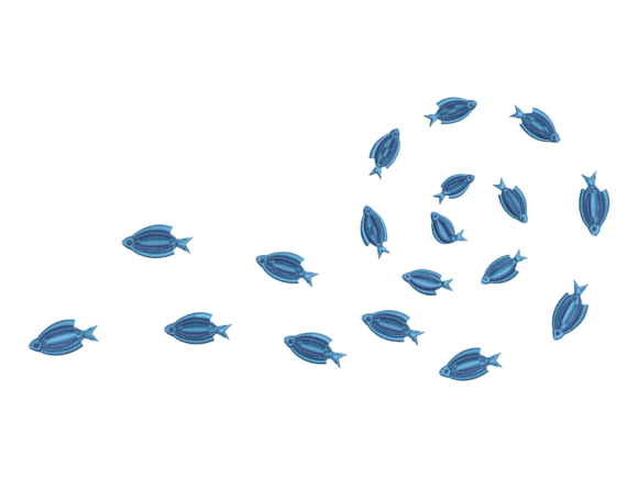 Blue School Fish Embroidery