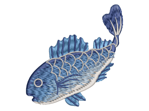 Blue Tropical Fish Embroidery