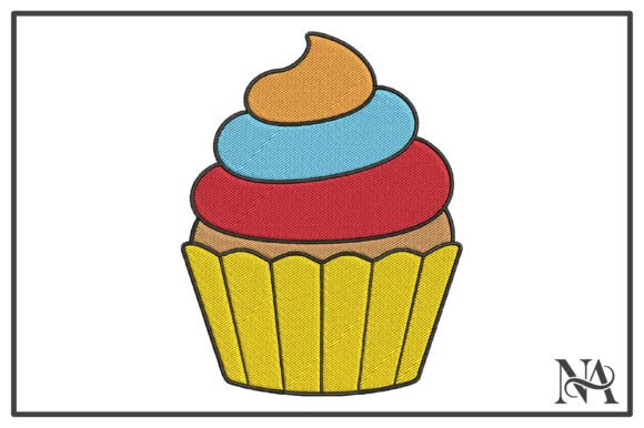 Colorful Cupcake Embroidery Design