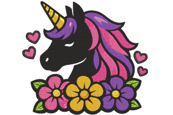 Colorful Unicorn Embroidery Design