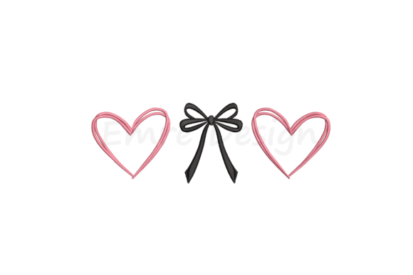 Coquette Bow Heart Embroidery Design