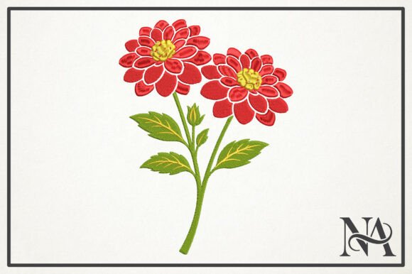 Elegant Red Flower Embroidery