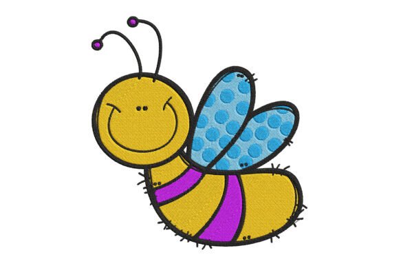 Happy Bee Embroidery Design
