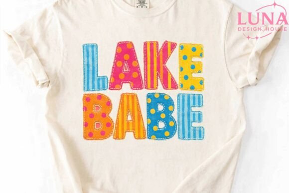 Lake Babe Faux Embroidery PNG Clipart