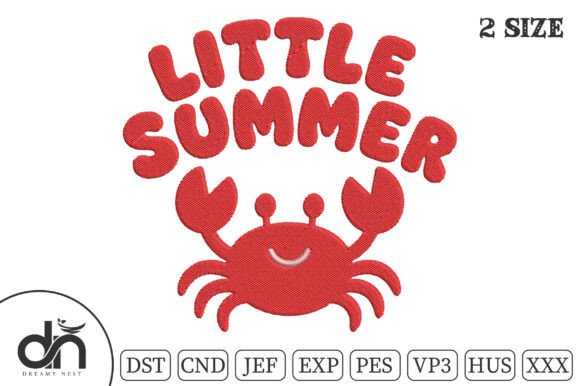 Little Summer Cute Crab Embroidery