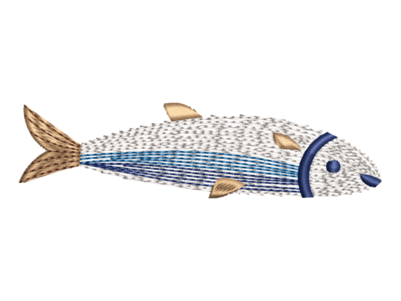Minimal Striped Fish Embroidery
