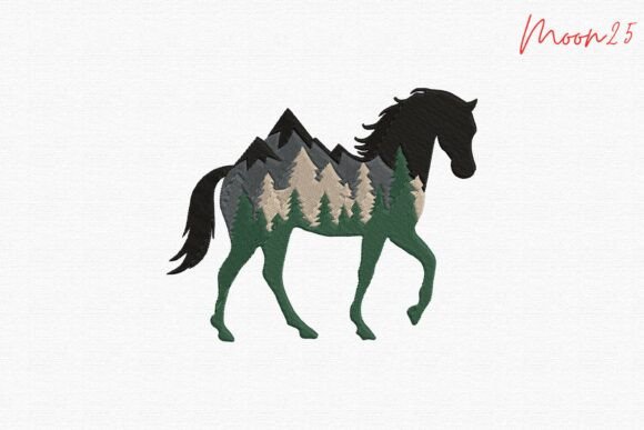 Mountain Forest Horse Embroidery