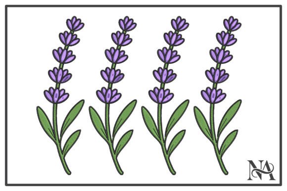 Purple Lavender Flower Embroidery
