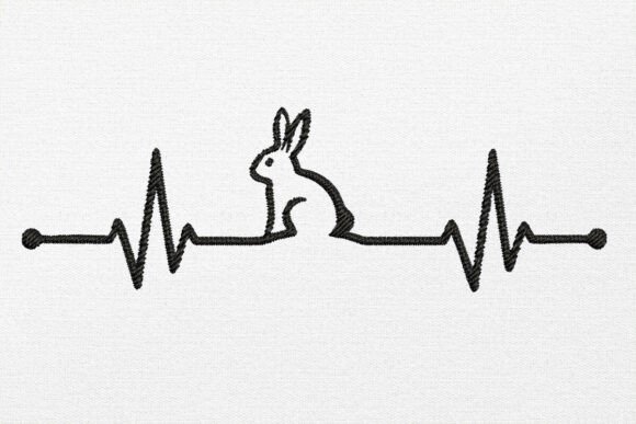 RAbbite Heartbeat Embroidery Design