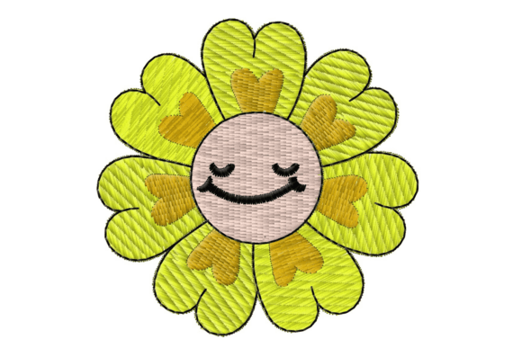 Smiling Yellow Flower Embroidery Design