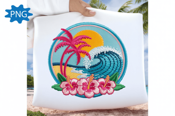 Tropical Beach Embroidery Design